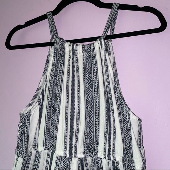 Studio West Size M Blue and White Striped Midi Dress Boho Aztec Southwestern - Picture 7 of 8